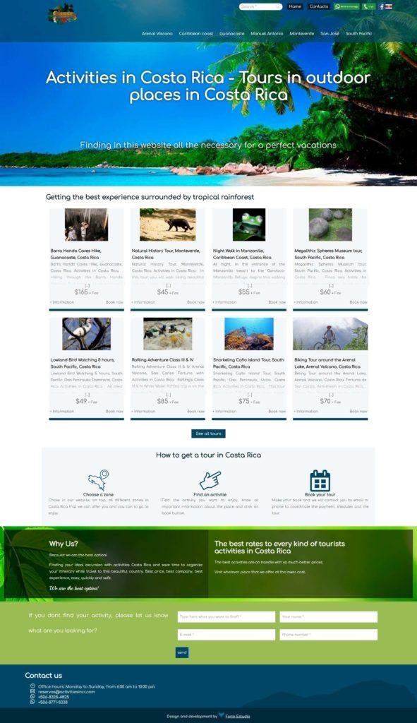 Diseño de sitio web Activities in Costa Rica