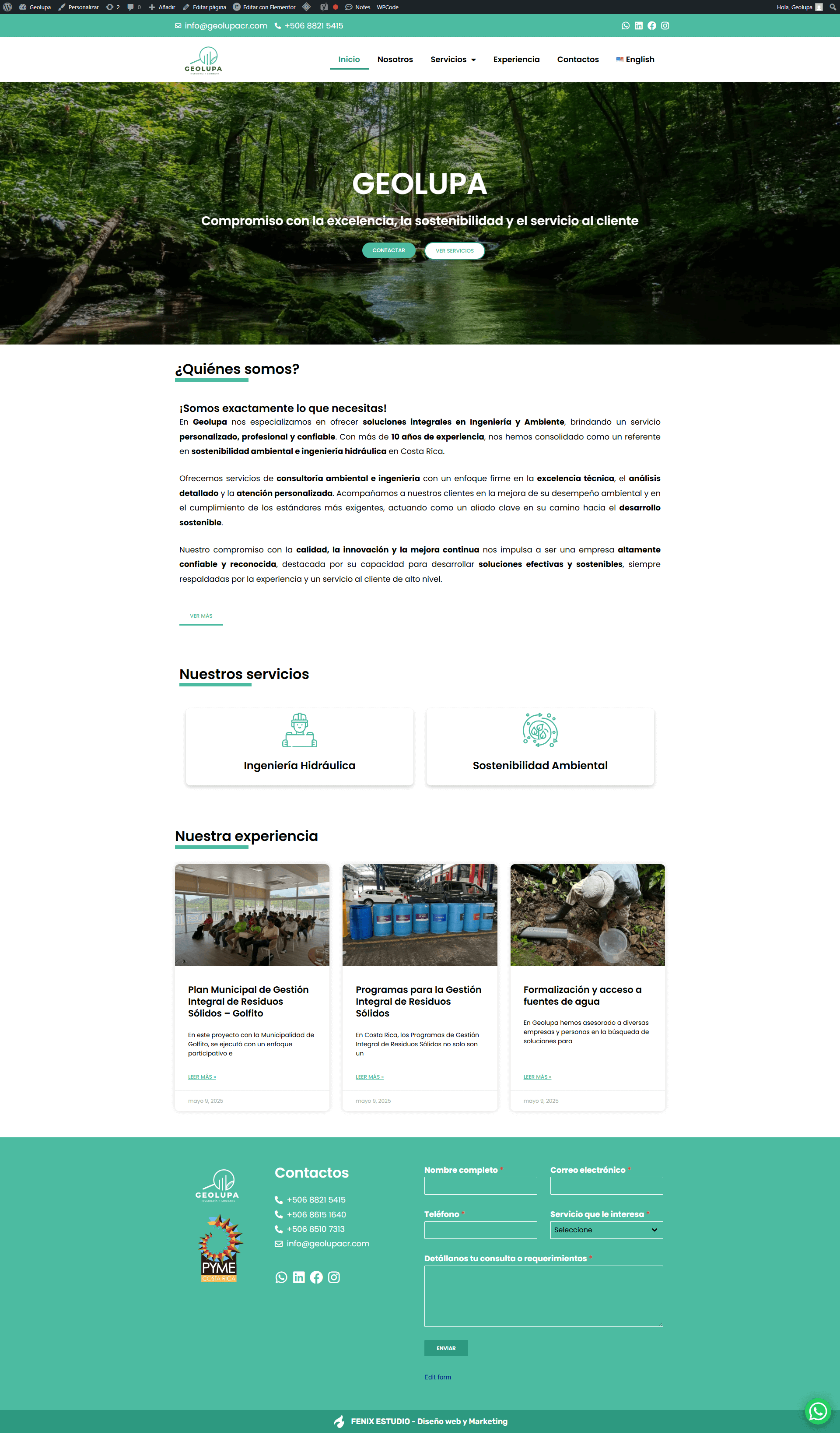 Diseño de sitio web para Geolupa Costa Rica